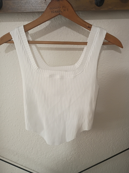 Cotton Citizen Tops - Cotton Citizen White Ribbed Square-Neck Crop Tank